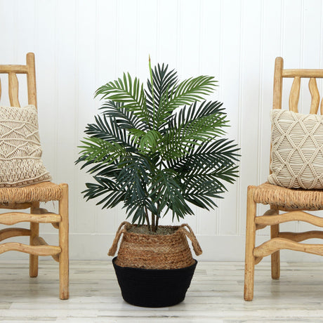 3' Artificial Areca Palm Tree with Handmade Jute & Cotton Basket DIY KIT-Plant in Planter-Parc Decor