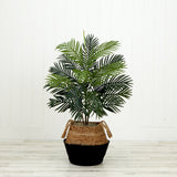 3' Artificial Areca Palm Tree with Handmade Jute & Cotton Basket DIY KIT-Plant in Planter-Parc Decor