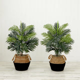 3' Artificial Areca Palm Tree with Handmade Jute & Cotton Basket DIY KIT - Set of 2-Plant in Planter-Parc Decor