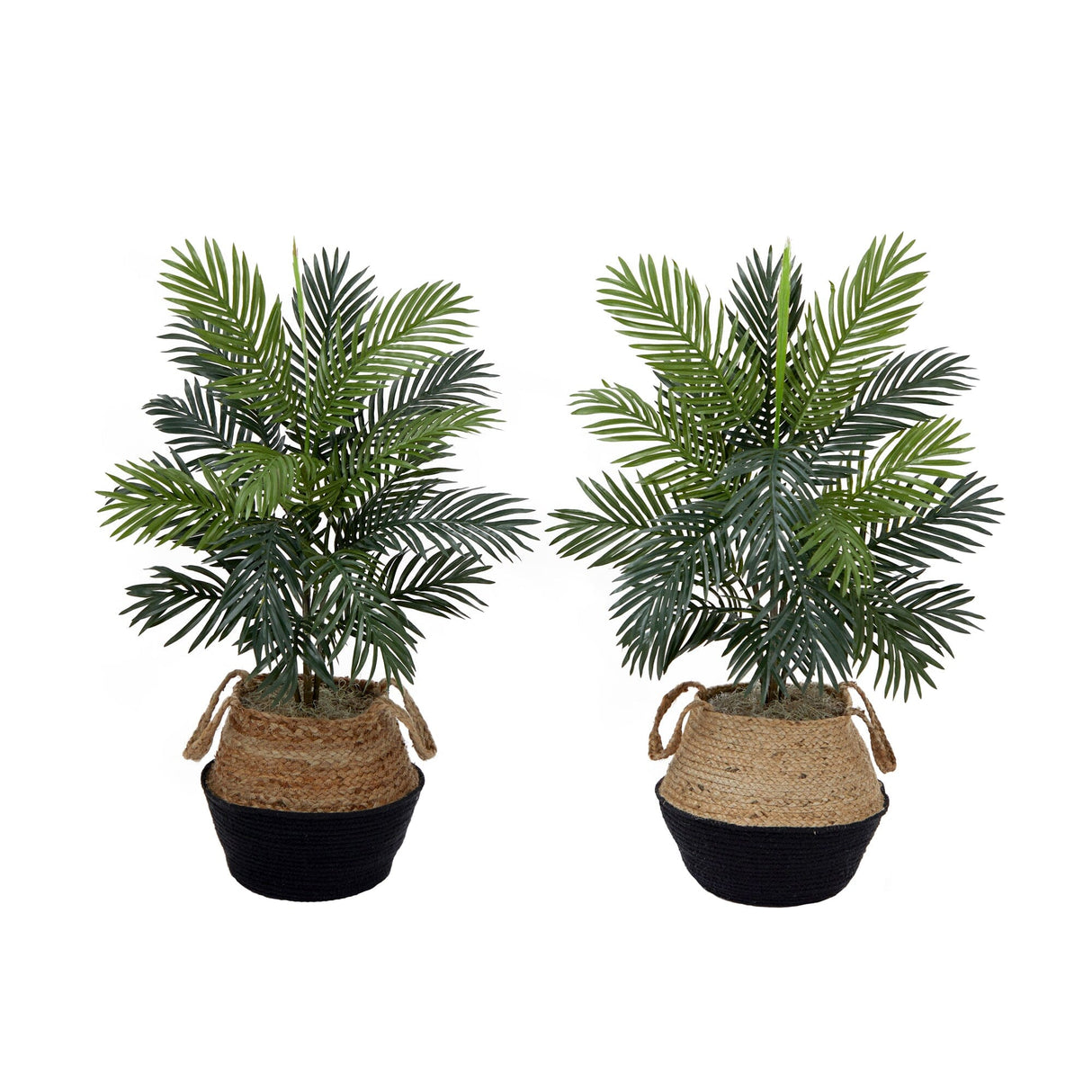 3' Artificial Areca Palm Tree with Handmade Jute & Cotton Basket DIY KIT - Set of 2-Plant in Planter-Parc Decor