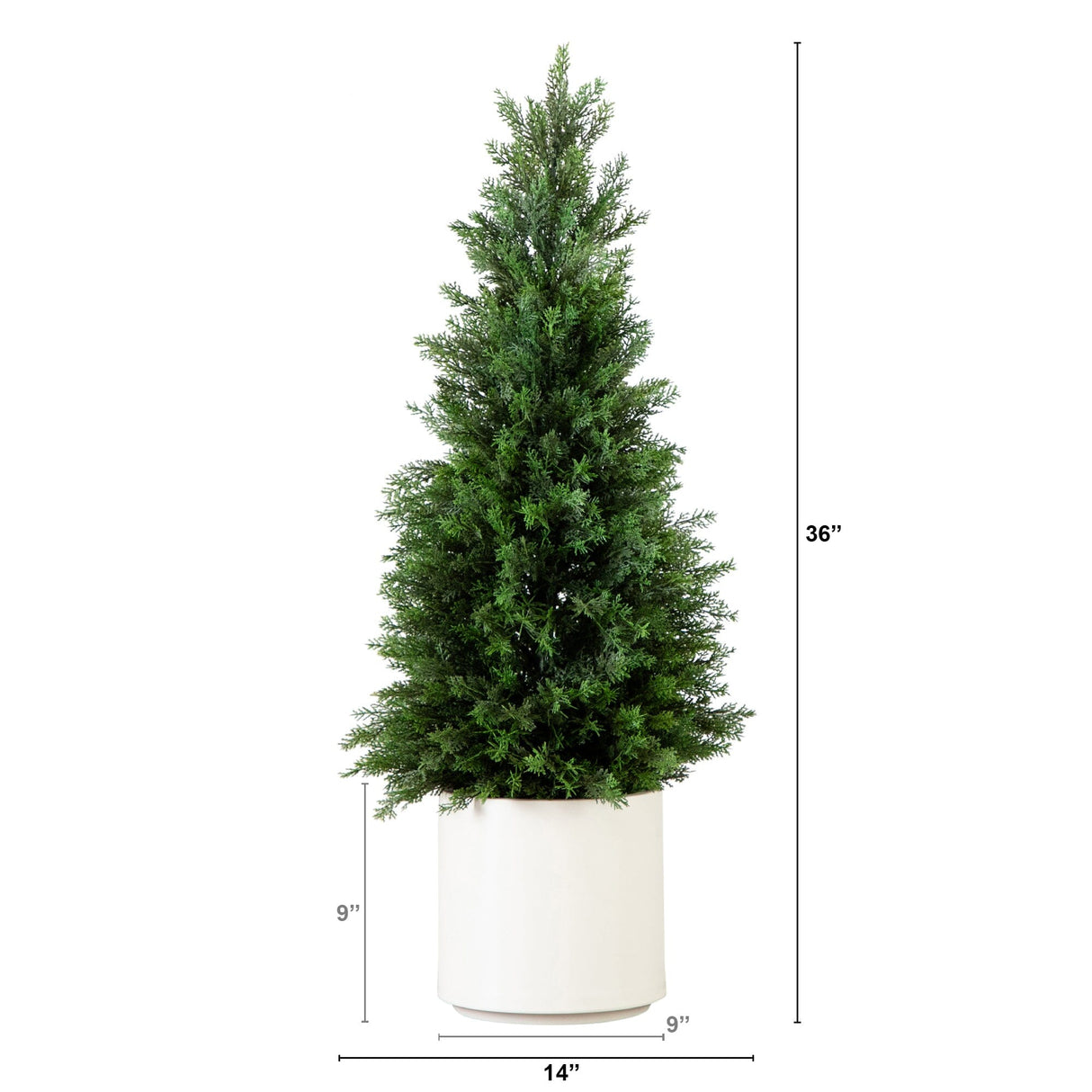 3’ Artificial Cedar Tree in White Planter UV Resistant (Indoor/Outdoor)-Tree-Parc Decor