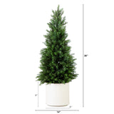 3’ Artificial Cedar Tree in White Planter UV Resistant (Indoor/Outdoor)-Tree-Parc Decor