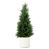 3’ Artificial Cedar Tree in White Planter UV Resistant (Indoor/Outdoor)-Tree-Parc Decor