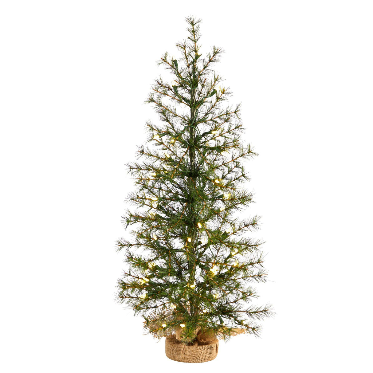 3’ Artificial Christmas Tree with 50 Clear LED Lights Set in a Burlap Base-Christmas Tree-Parc Decor