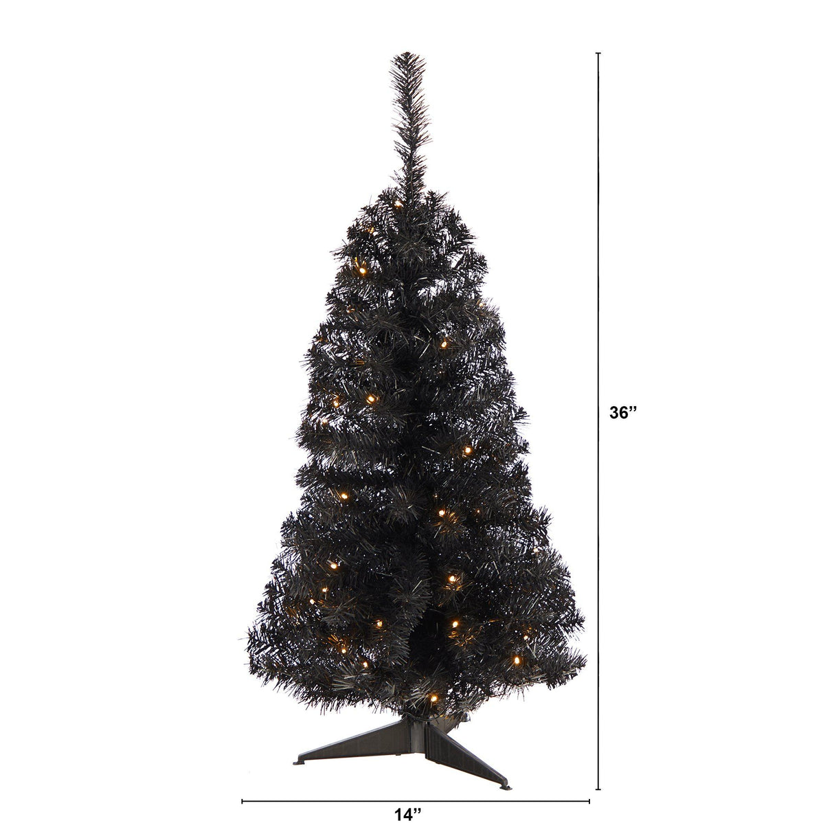 3’ Black Artificial Christmas Tree with 50 LED Lights and 118 Bendable Branches-Christmas Tree-Parc Decor