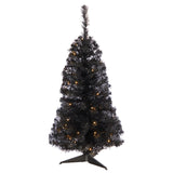 3’ Black Artificial Christmas Tree with 50 LED Lights and 118 Bendable Branches-Christmas Tree-Parc Decor