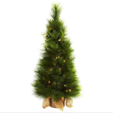 3’ Christmas Tree w/Burlap Bag & Clear Lights-Christmas Tree-Parc Decor