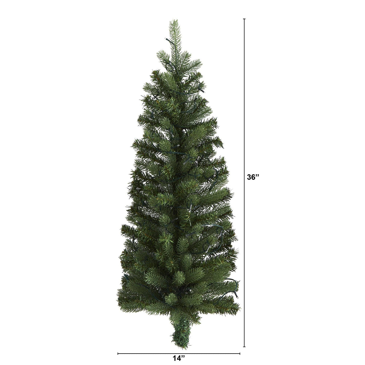 3' Flat Back Wall Hanging Artificial Christmas Tree with 35 Clear LED Lights-Christmas Tree-Parc Decor
