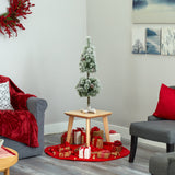 3’ Flocked Artificial Christmas Tree Topiary with 50 Warm White LED Lights and Pine Cones-Christmas Tree-Parc Decor