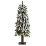 3’ Flocked Grand Alpine Artificial Christmas Tree with 50 Lights and 193 Branches on Natural Trunk-Christmas Tree-Parc Decor