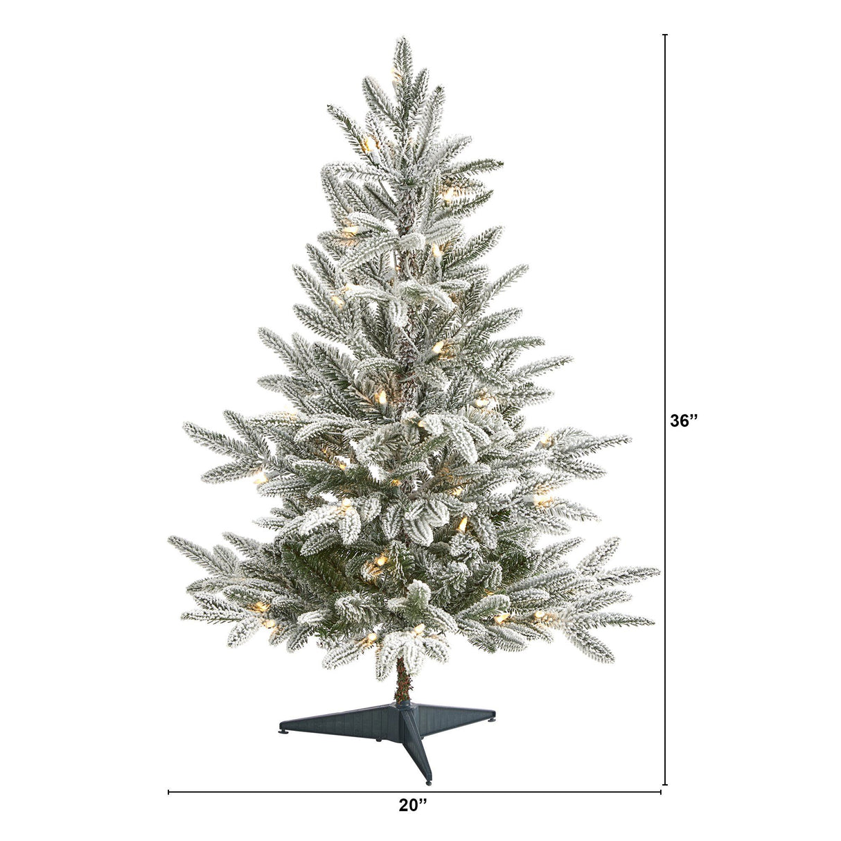 3’ Flocked Manchester Spruce Artificial Christmas Tree with 50 Lights and 133 Bendable Branches-Christmas Tree-Parc Decor