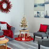 3’ Flocked Manchester Spruce Artificial Christmas Tree with 50 Lights and 133 Bendable Branches-Christmas Tree-Parc Decor