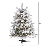 3’ Flocked North Carolina Fir Artificial Christmas Tree with 150 Warm White Lights and 545 Bendable Branche-Christmas Tree-Parc Decor