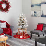 3’ Flocked North Carolina Fir Artificial Christmas Tree with 150 Warm White Lights and 545 Bendable Branche-Christmas Tree-Parc Decor