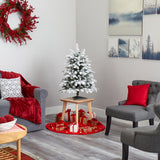 3’ Flocked North Carolina Fir Artificial Christmas Tree with 150 Warm White Lights and 545 Bendable Branche-Christmas Tree-Parc Decor