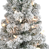 3’ Flocked Pencil Artificial Christmas Tree with 50 Clear Lights and 132 Bendable Branches-Christmas Tree-Parc Decor
