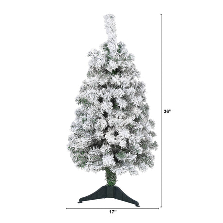 3' Flocked Rock Springs Spruce Artificial Christmas Tree-Christmas Tree-Parc Decor