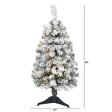 3' Flocked Rock Springs Spruce Artificial Christmas Tree with 50 Clear LED Lights-Christmas Tree-Parc Decor