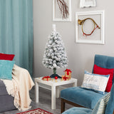 3' Flocked Rock Springs Spruce Artificial Christmas Tree with 50 Clear LED Lights-Christmas Tree-Parc Decor