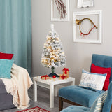 3' Flocked Rock Springs Spruce Artificial Christmas Tree with 50 Clear LED Lights-Christmas Tree-Parc Decor