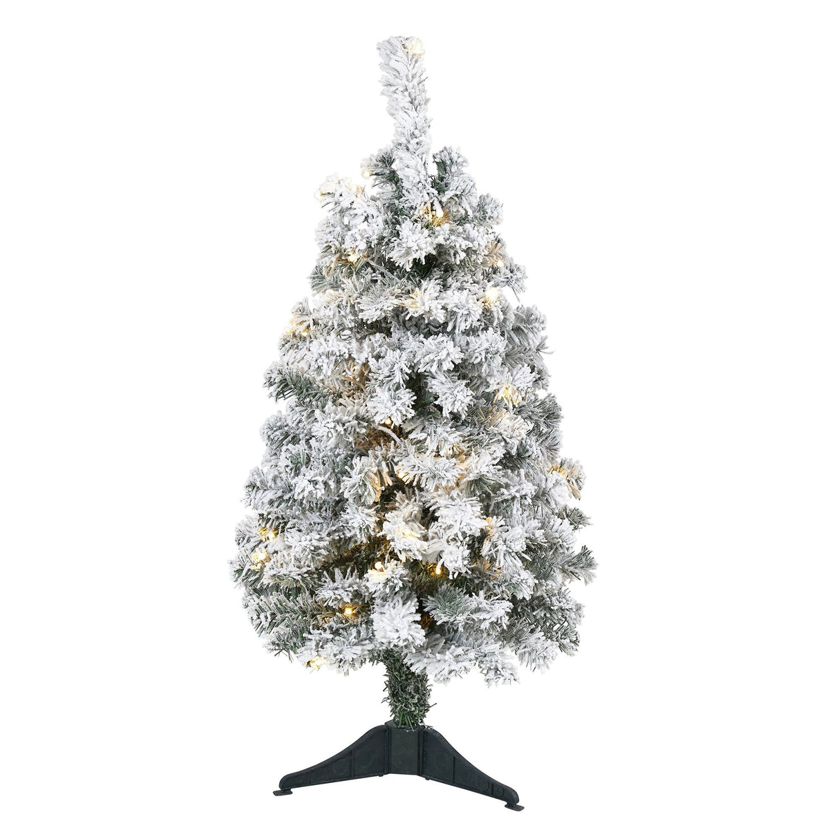 3' Flocked Rock Springs Spruce Artificial Christmas Tree with 50 Clear LED Lights-Christmas Tree-Parc Decor