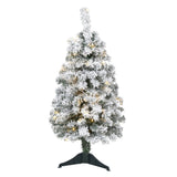 3' Flocked Rock Springs Spruce Artificial Christmas Tree with 50 Clear LED Lights-Christmas Tree-Parc Decor