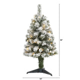 3' Flocked West Virginia Fir Artificial Christmas Tree with 50 Clear LED Lights-Christmas Tree-Parc Decor
