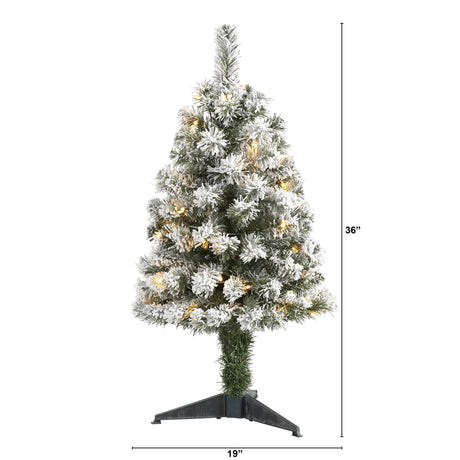 3' Flocked West Virginia Fir Artificial Christmas Tree with 50 Clear LED Lights-Christmas Tree-Parc Decor