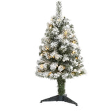 3' Flocked West Virginia Fir Artificial Christmas Tree with 50 Clear LED Lights-Christmas Tree-Parc Decor