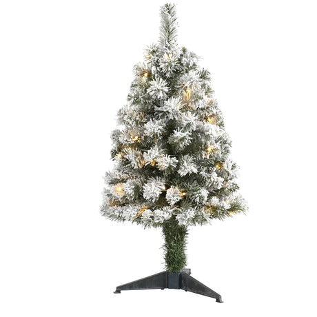 3' Flocked West Virginia Fir Artificial Christmas Tree with 50 Clear LED Lights-Christmas Tree-Parc Decor