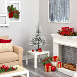 3’ Flocked West Virginia Spruce Artificial Christmas Tree with 50 Clear Lights and 142 Branches-Christmas Tree-Parc Decor