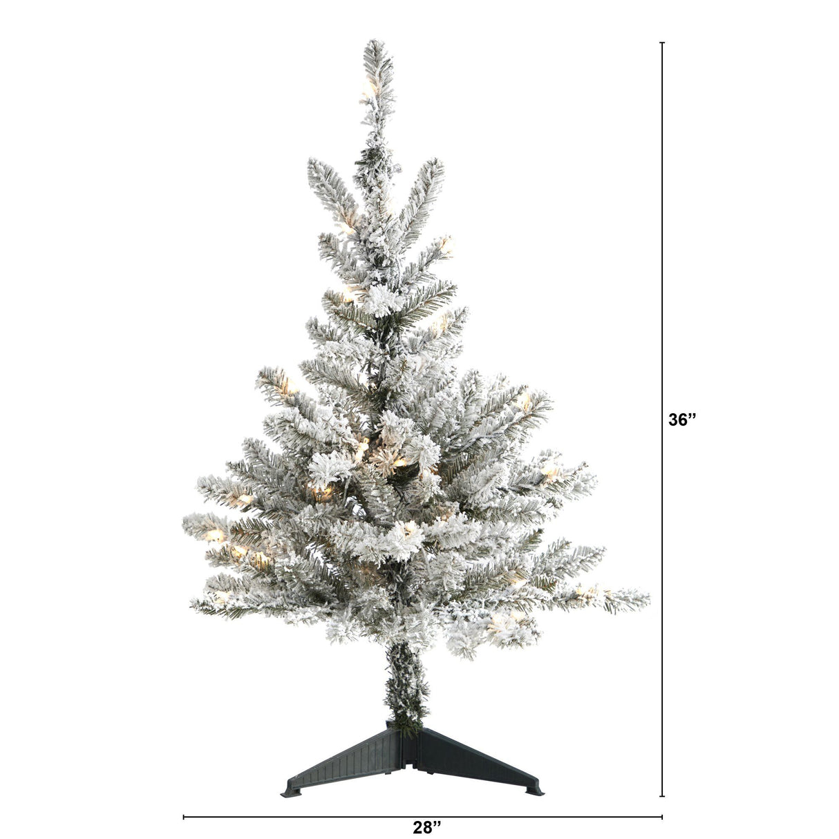 3’ Flocked West Virginia Spruce Artificial Christmas Tree with 50 Clear Lights and 142 Branches-Christmas Tree-Parc Decor
