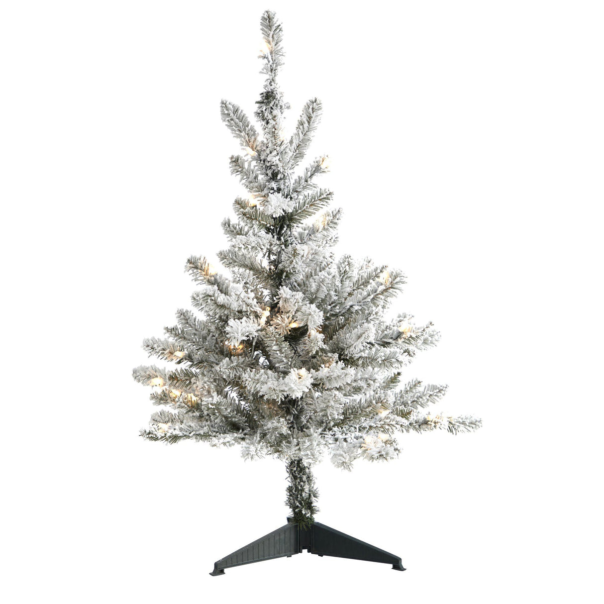 3’ Flocked West Virginia Spruce Artificial Christmas Tree with 50 Clear Lights and 142 Branches-Christmas Tree-Parc Decor