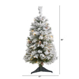3' Flocked White River Mountain Pine Artificial Christmas Tree with Pinecones and 50 Clear LED Lights-Christmas Tree-Parc Decor