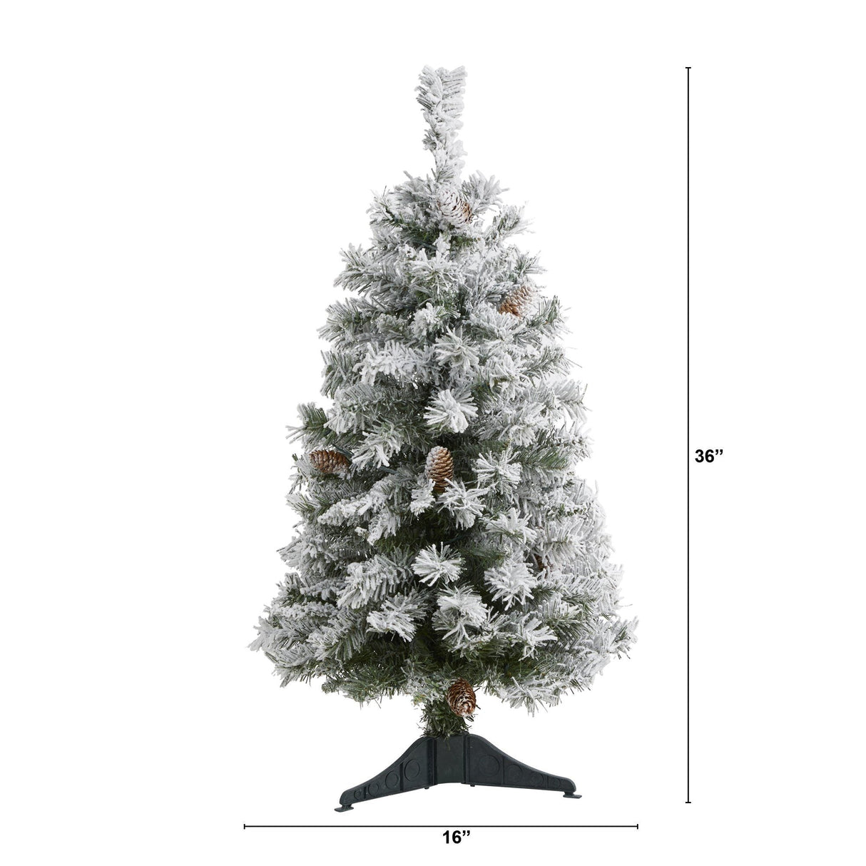 3' Flocked White River Mountain Pine Artificial Christmas Tree with Pinecones-Christmas Tree-Parc Decor