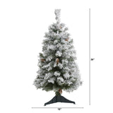 3' Flocked White River Mountain Pine Artificial Christmas Tree with Pinecones-Christmas Tree-Parc Decor