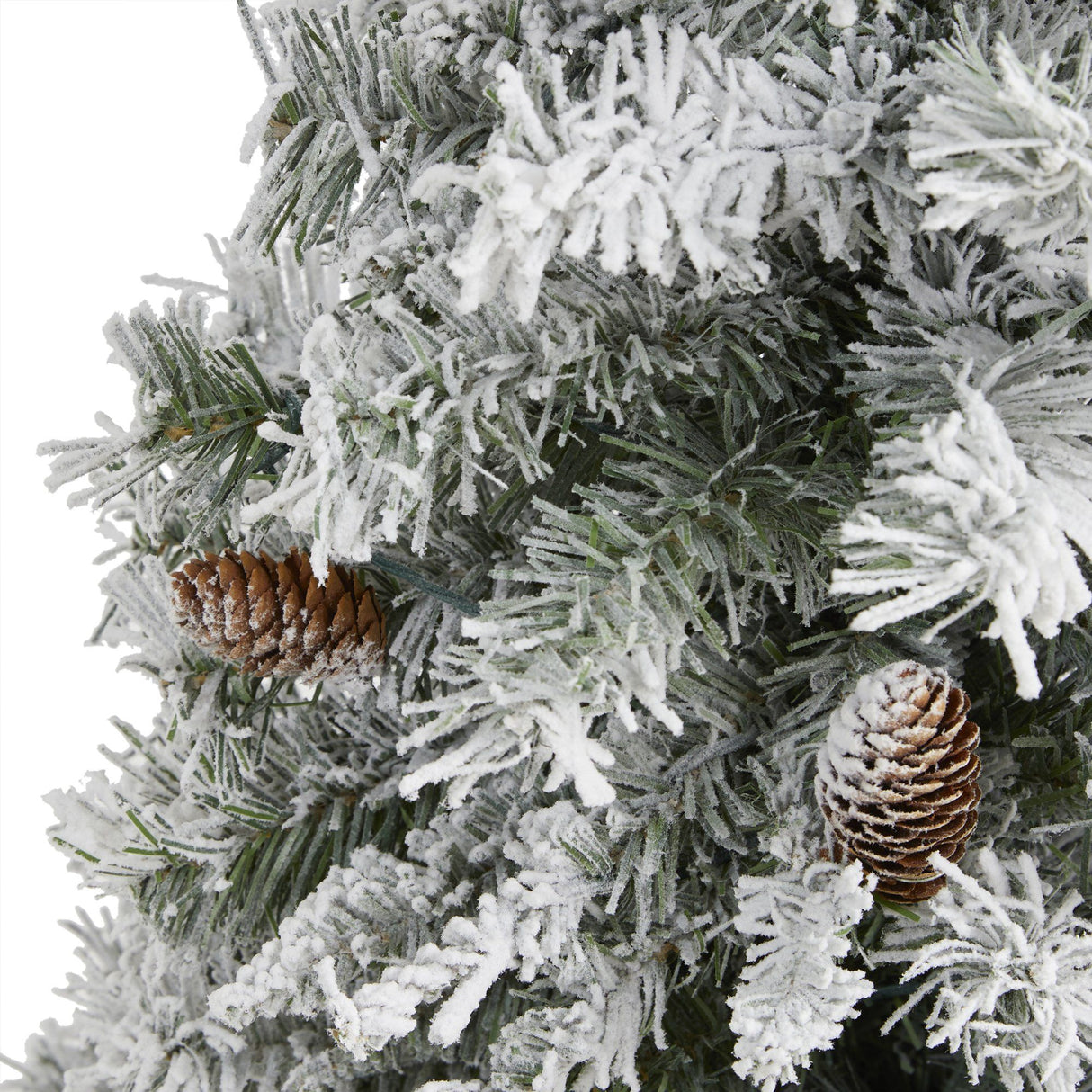 3' Flocked White River Mountain Pine Artificial Christmas Tree with Pinecones-Christmas Tree-Parc Decor