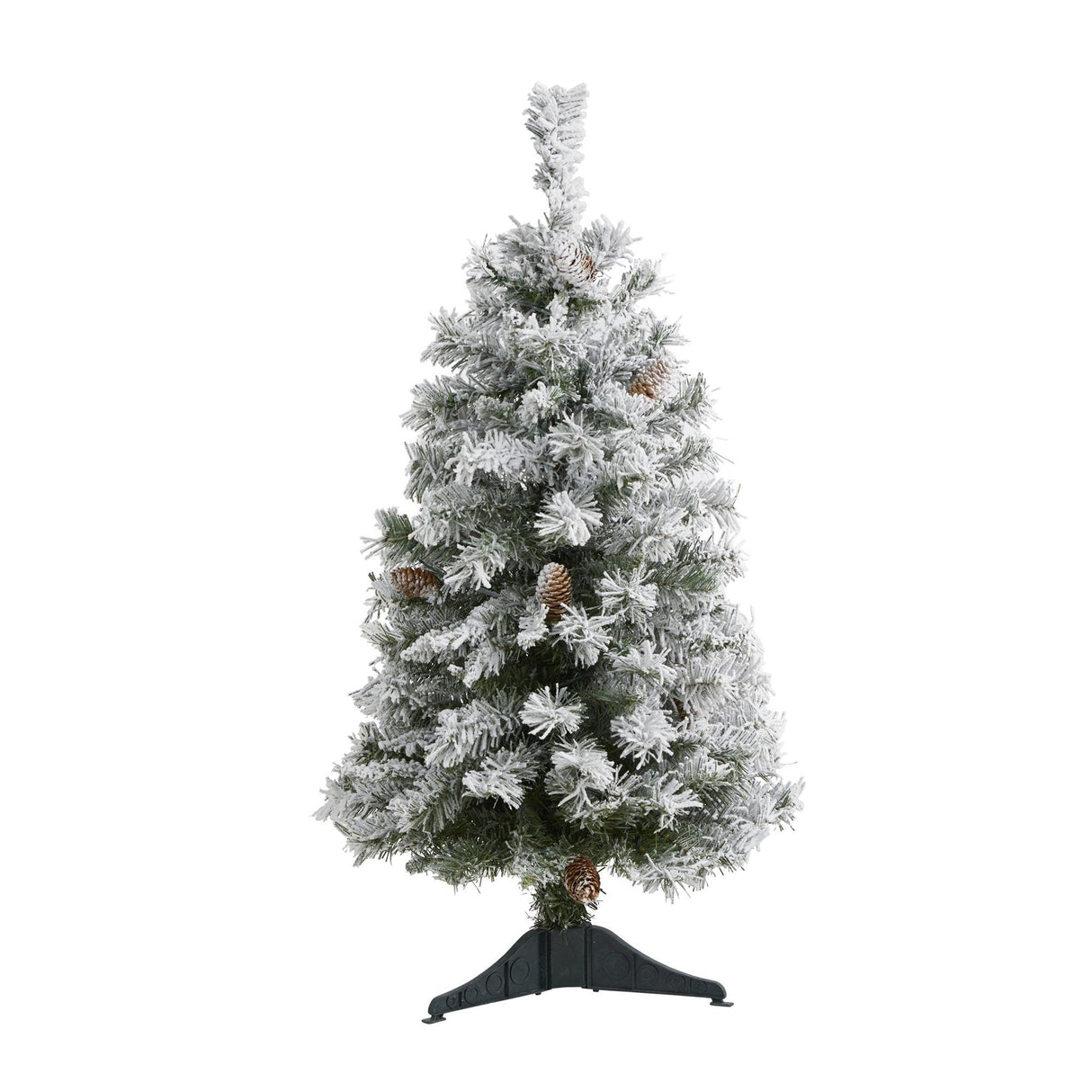 3' Flocked White River Mountain Pine Artificial Christmas Tree with Pinecones-Christmas Tree-Parc Decor