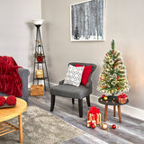 3’ Frosted Swiss Pine Artificial Christmas Tree with 50 Clear LED Lights and Berries-Christmas Tree-Parc Decor