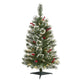 3’ Frosted Swiss Pine Artificial Christmas Tree with 50 Clear LED Lights and Berries-Christmas Tree-Parc Decor