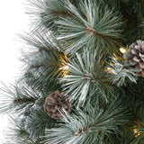 3’ Frosted Tip British Columbia Mountain Pine Artificial Christmas Tree with 50 Clear Lights, Pine Cones and 112 Bendable Branches-Christmas Tree-Parc Decor