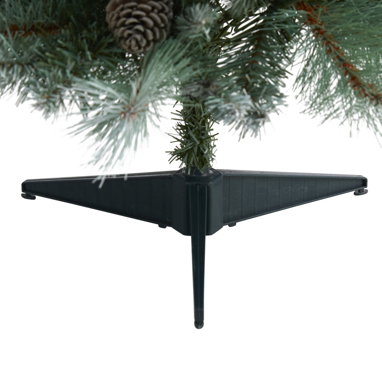 3’ Frosted Tip British Columbia Mountain Pine Artificial Christmas Tree with 50 Clear Lights, Pine Cones and 112 Bendable Branches-Christmas Tree-Parc Decor