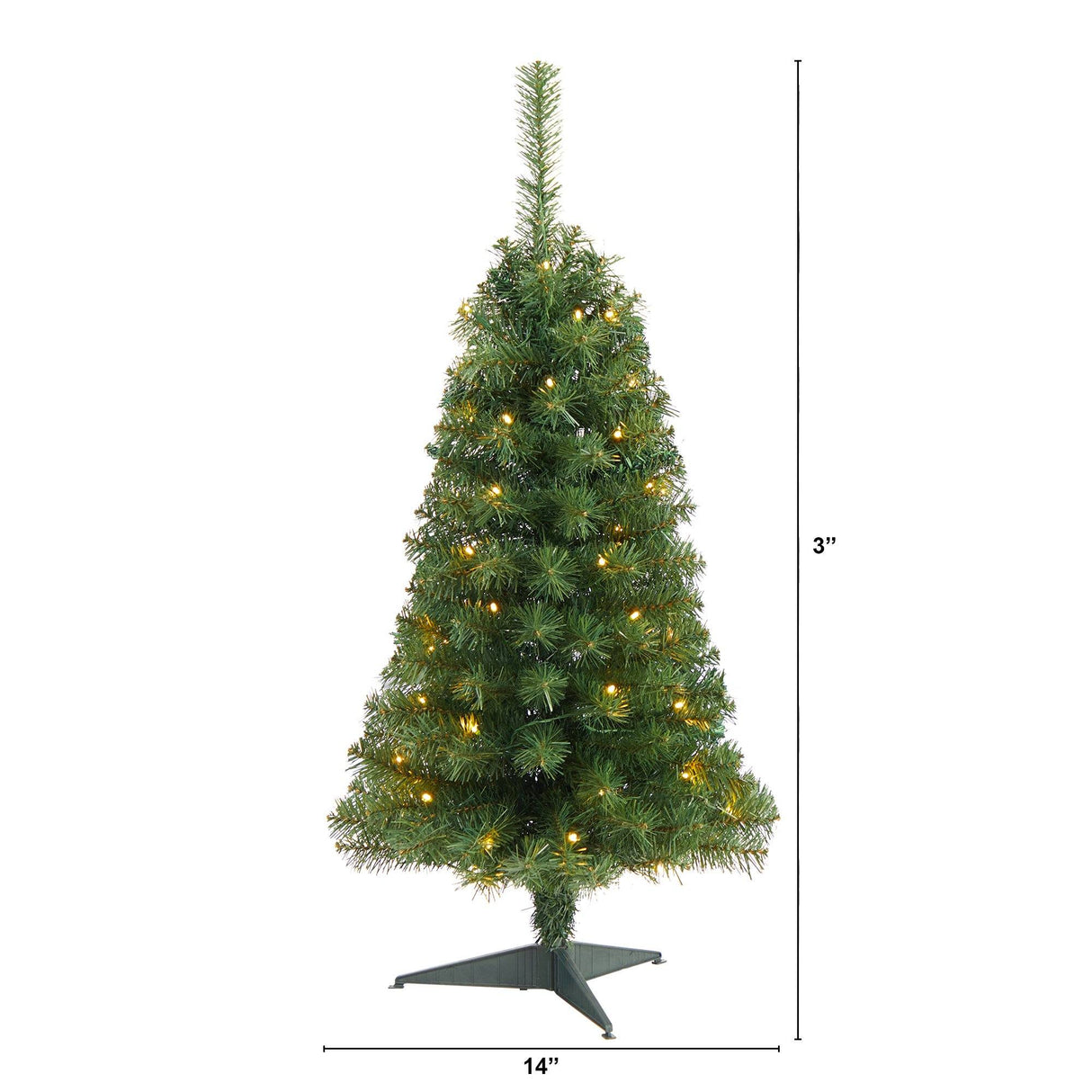 3’ Green Artificial Christmas Tree with 50 LED Lights and 118 Bendable Branches-Christmas Tree-Parc Decor