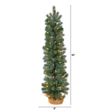 3’ Green Pine Artificial Christmas Tree with 50 Warm White Lights Set in a Burlap Base-Christmas Tree-Parc Decor