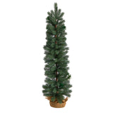 3’ Green Pine Artificial Christmas Tree with 50 Warm White Lights Set in a Burlap Base-Christmas Tree-Parc Decor