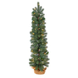 3’ Green Pine Artificial Christmas Tree with 50 Warm White Lights Set in a Burlap Base-Christmas Tree-Parc Decor