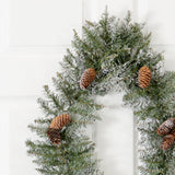 3' Holiday Christmas Geometric Diamond Frosted Wreath with Pinecones and 50 Warm White LED Lights-Wreath-Parc Decor
