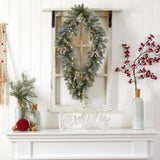 3' Holiday Christmas Geometric Diamond Frosted Wreath with Pinecones and 50 Warm White LED Lights-Wreath-Parc Decor