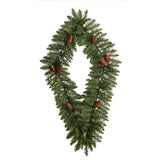 3' Holiday Christmas Geometric Diamond Wreath with Pinecones and 50 Warm White LED Lights-Wreath-Parc Decor