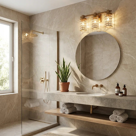 3-Light Modern Golden Linear Vanity Lights Wall Light